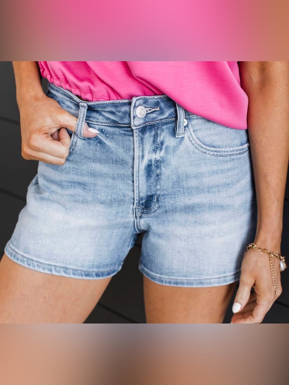 Mica brand Light Blue Denim Jean Shorts - Classic Five-Pocket Style